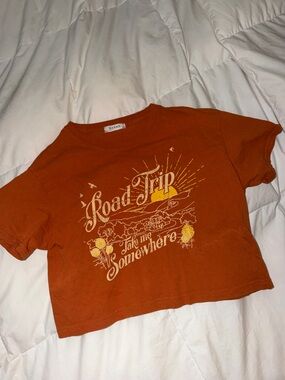 Road Trip Graphic Tee - Orange Crop Top